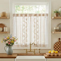 jinchan Belrose Linen Floral Kitchen Curtains 36 inch Length Embroidered by JINCHAN