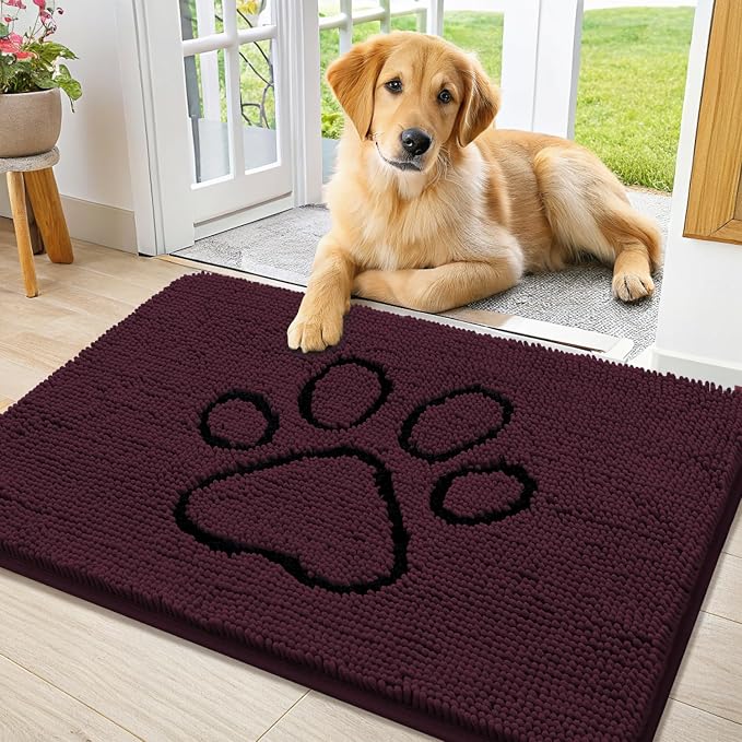 Smiry Dog Door Mat for Muddy Paws, Absorbent Dirt Trapper Non Slip Quick Dry by Smiry