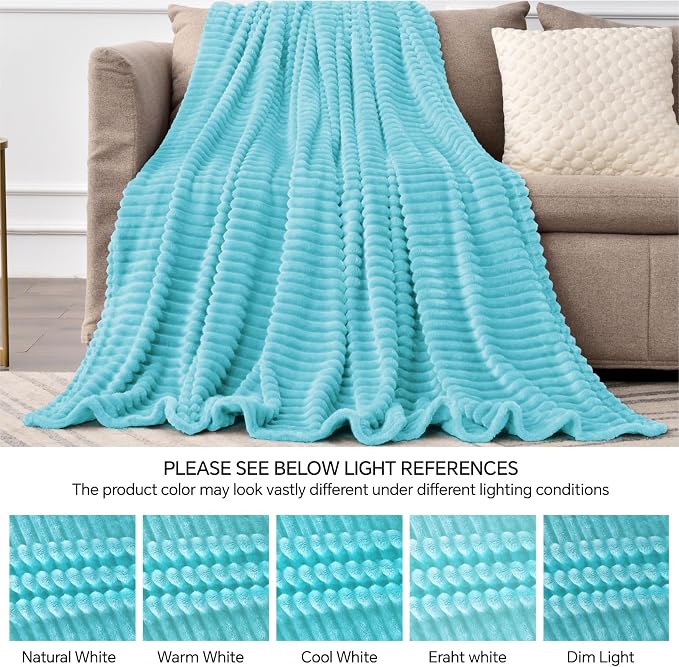 BEDELITE Fleece Throw Blanket for Couch – 3D Ribbed Jacquard Soft and Warm - Image 5