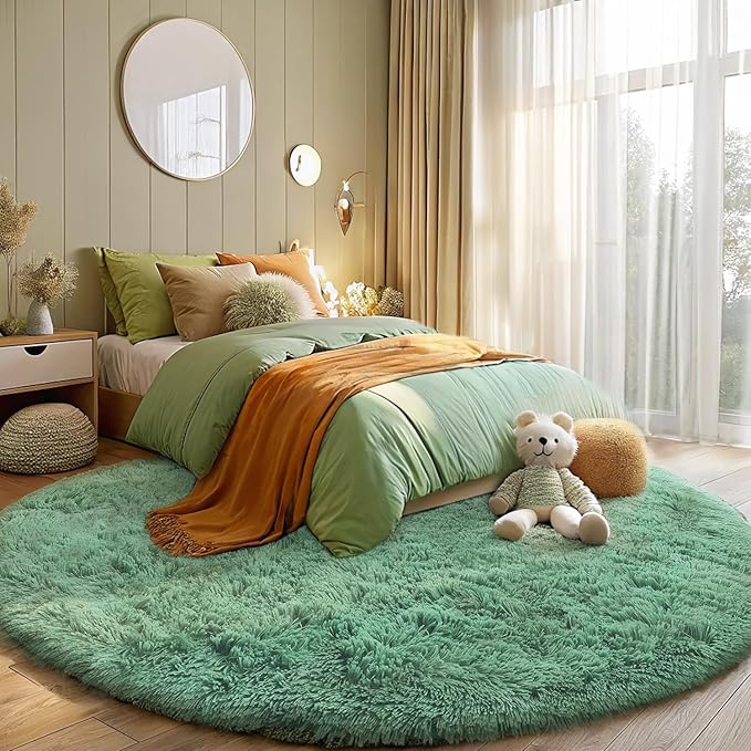 OLANLY Mint Green Round Rugs for Bedroom - Image 3