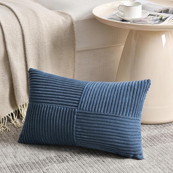 Fancy Homi 2 Packs Dusty Blue Lumbar Decorative Throw Pillow Covers 20x28 Inch - Image 2