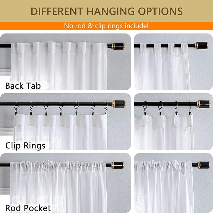 MYSKY HOME White Curtains 84 Inch Length - Image 2