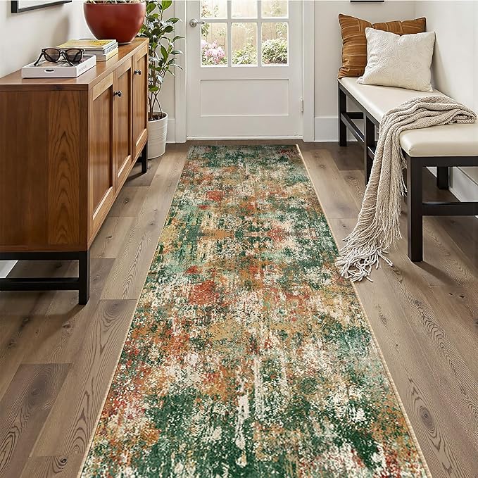Washable Area Rugs 2'x10' Non-Slip Modern Abstract Soft by RELEANY