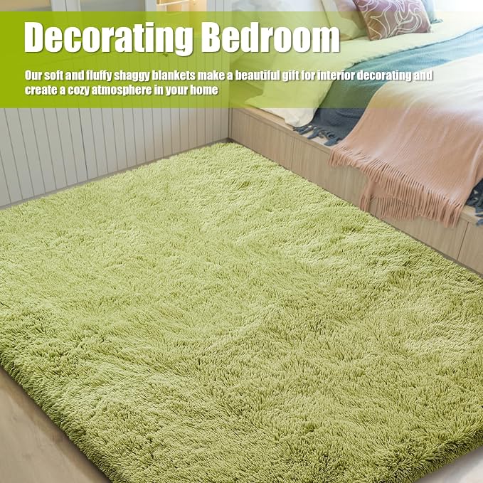 8x10 Fluffy Area Rugs for Living Room, Shag Area Rug for Bedroom, Grass Green - Image 7