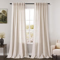 Beige Flax Linen Curtains 84 inches Long by Nanspring