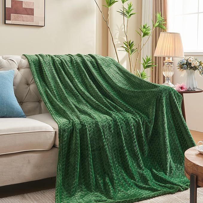 inhand Fleece Twin Blanket for Bed Green Throw Blanket for Couch Super Soft by inhand