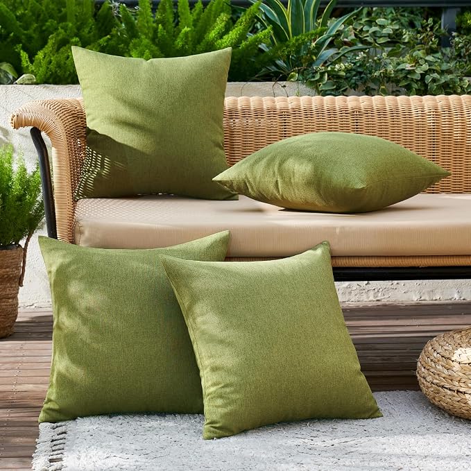 MIULEE Pack of 4 Decorative Solid Waterproof Throw Pillow Covers Linen Garden - Image 2