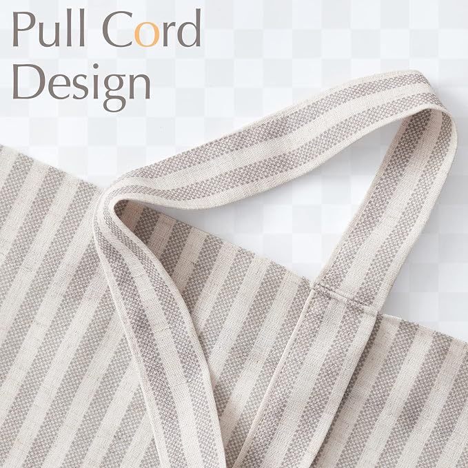 jinchan Tie Up Linen Textured Striped Bow Tie Curtain - Image 5