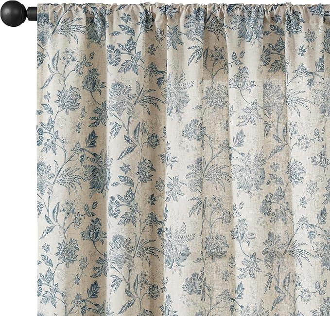 jinchan Linen Floral Curtains for Living Room - Image 9