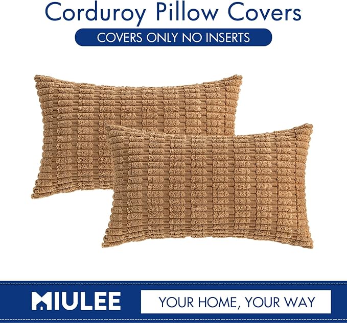 MIULEE Pack of 2 Corduroy Decorative Lumbar Throw Pillow Covers 20x12 Inch Soft - Image 6