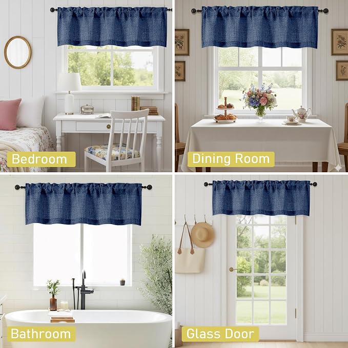 Valances for Windows, Light Filtering Faux Linen Textured Small Short Window - Image 7