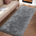 Grey Fluffy Rug for Bedroom, Cozy Shaggy Fuzzy Plush Floor Carpet for Nursery by Tangsoo