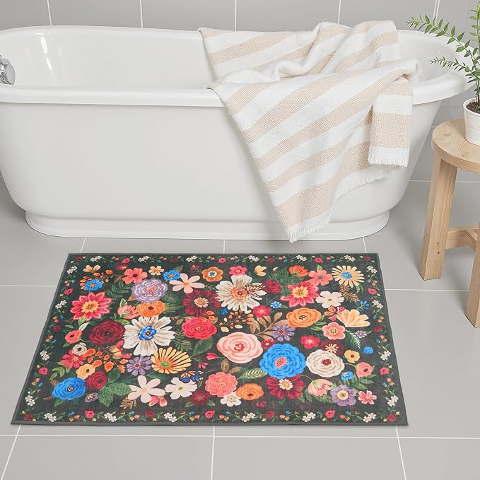 Black/Brown 24x17 Inch Home Decor Entry Rug, Small Door Mat Bath Mats - Image 5