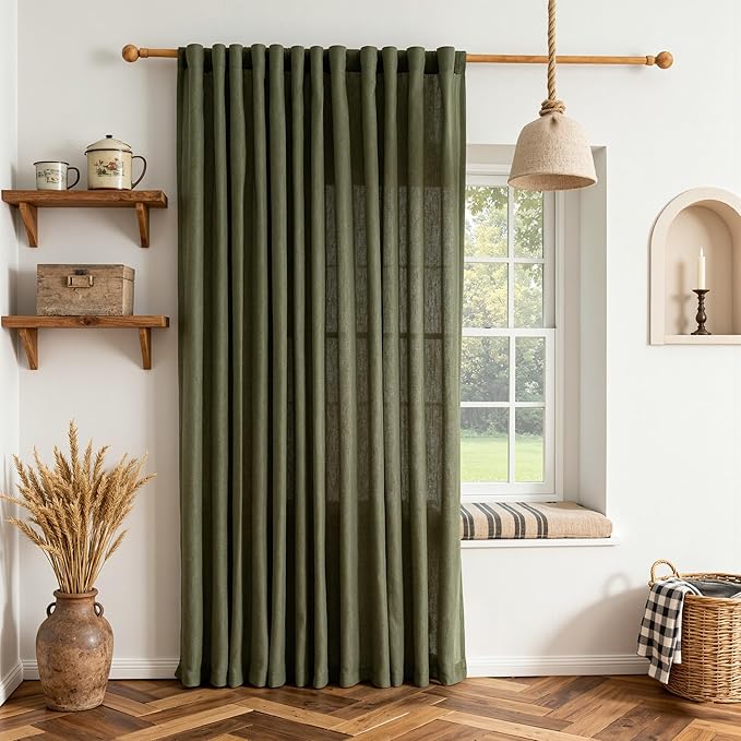 MYSKY HOME Curtains for Living Room 84 Inches Long Semi Sheer Light Filtering by MYSKYHOME