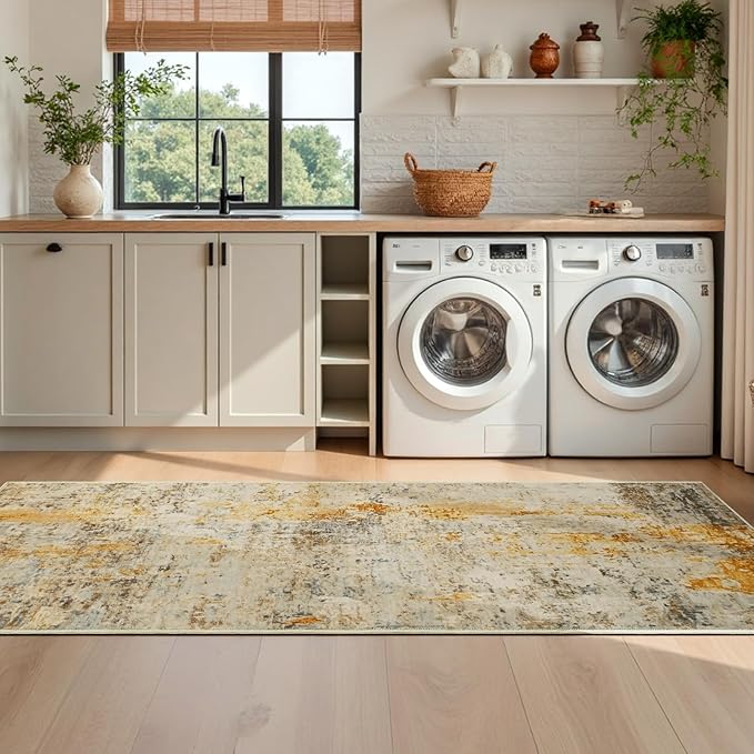 2x6 Beige Rug Runners for Hallways Kitchen Runner Rug Non Slip Washable Tan - Image 5