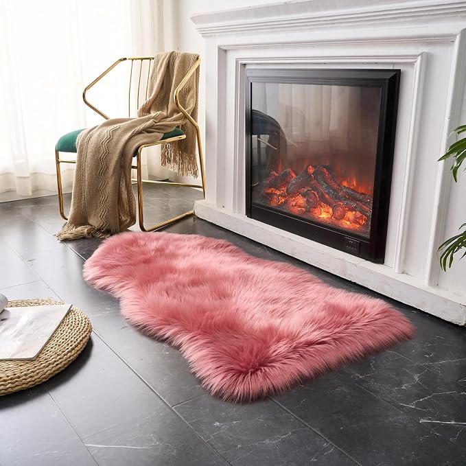 EasyJoy Ultra Soft Fluffy Shaggy Area Rug Faux Fur Rug Chair Cover Seat Pad by EasyJoy