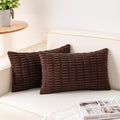 Pack of 2 Corduroy Decorative Throw Pillow Covers 12x24 Inch Soft Striped by Unknown