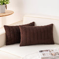 Pack of 2 Corduroy Decorative Throw Pillow Covers 12x20 InchSoft Boho Striped by Unknown