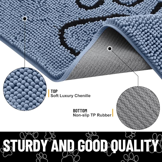 Smiry Dog Door Mat for Muddy Paws, Absorbent Dirt Trapper Non Slip Quick Dry - Image 3