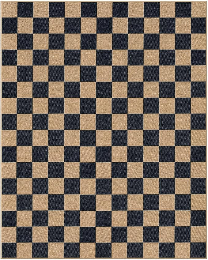 Lahome Colette Checkered Easy Jute 8x10 Rug, Washable Rugs - Image 7