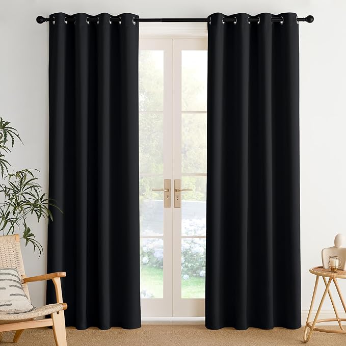 NICETOWN Room Darkening Draperies Curtains Panels, 2 Panels Black W52 x L84 by NICETOWN