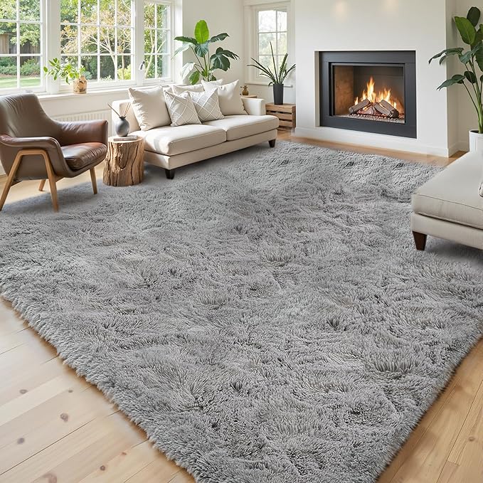 Ultra Soft Rug for Living Room, 3x5 Feet Grey Shag Area Rugs for Living Room - Image 7
