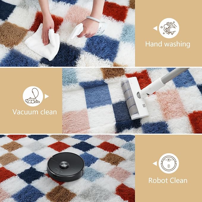 Large Shag Area Rug for Bedroom Living Room, 8x10 Fluffy Soft Colorful - Image 7
