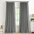 Vision Home Pinch Pleated Dark Grey Blackout Curtains 108 inch Linen Blended by VisionHome