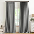 Vision Home Pinch Pleated Dark Grey Blackout Curtains 102 inch Linen Blended by VisionHome