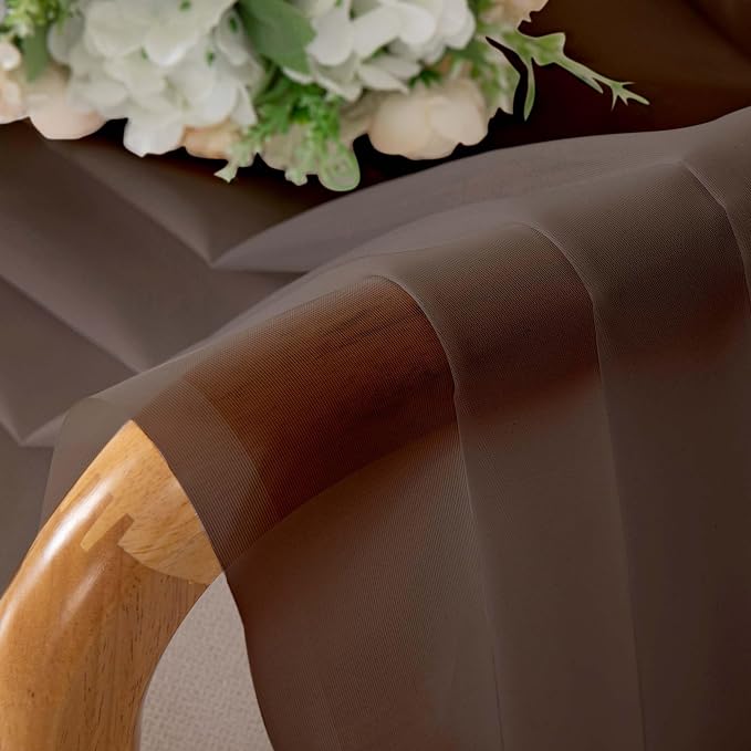 OWENIE Sheer Curtains, Chocolate Sheer Curtains 78 inch Length 2 Panels Set - Image 7
