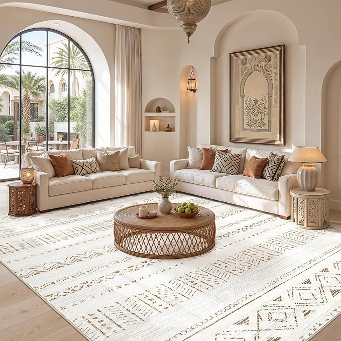 cotiled Boho 10x12 Area Rug for Living Room: Large Moroccan Washable Rug | - Image 5