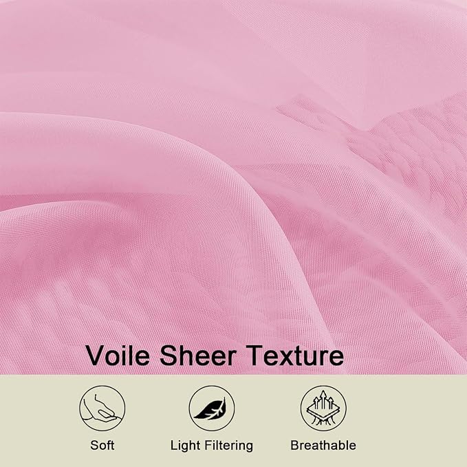 Cafe Curtains 36 Inch Length Tier 2 Pieces, Modern Soft Airy Sheer Kitchen - Image 3