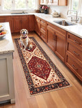 SERISSA Boho Washable Runner Rug, 2x5 Rug Runner Non-Slip Vintage Red Black by SERISSAHomeDecorCollection