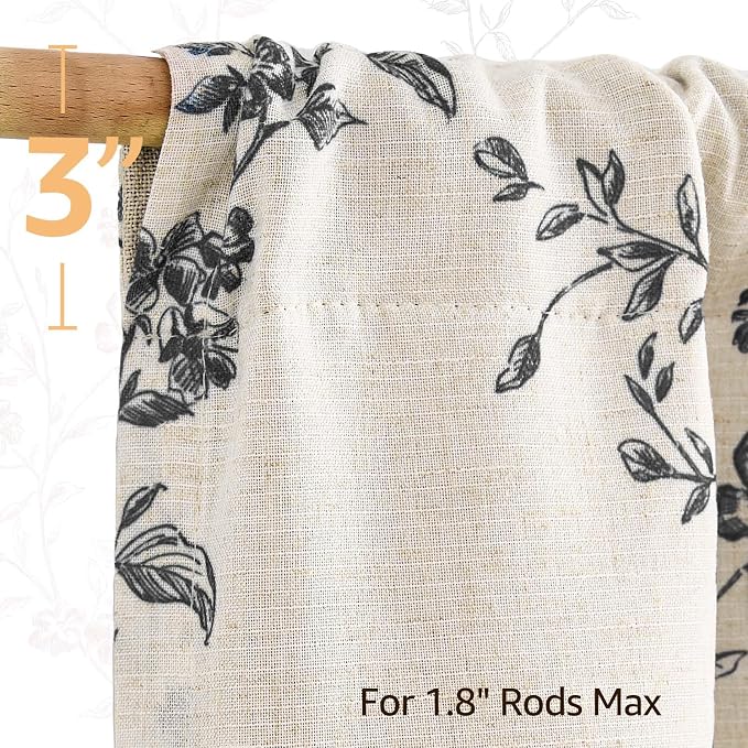 jinchan Linen Kitchen Valance for Windows 16 Inch Floral Double Layer Valance - Image 8