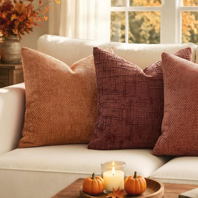 MIULEE Fall Decorative Orange Couch Throw Pillow Covers 18x18 Inch 2 Pack | - Image 2