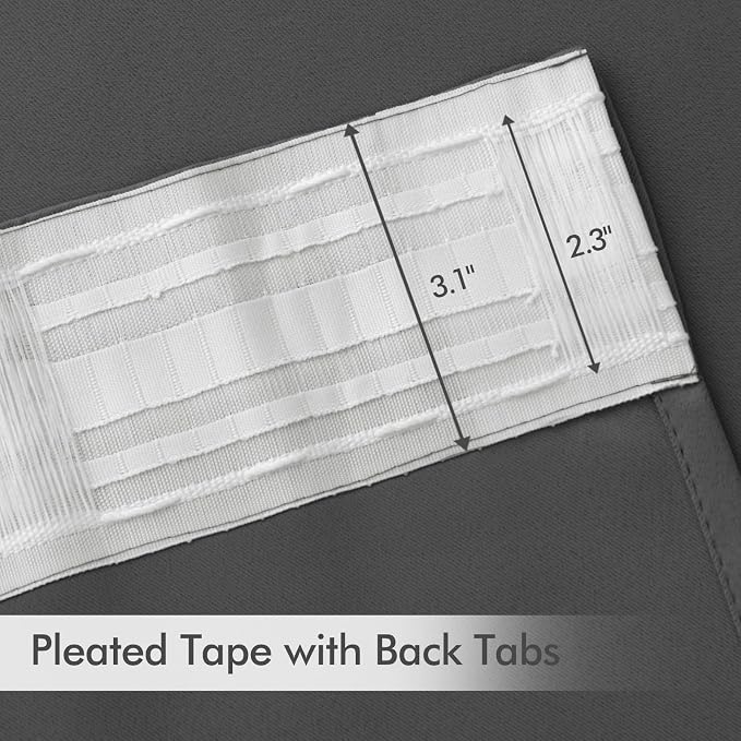 MIULEE Grey Back Tab Blackout Curtains 63 Inch Length 2 Panels Set - Image 4