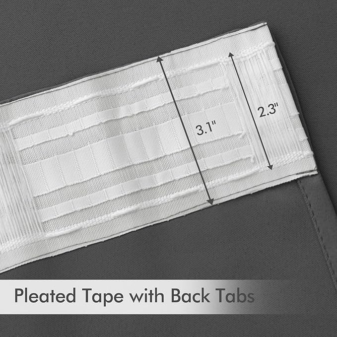 MIULEE Back Tab Grey Blackout Curtains 102 Inch Long 2 Panels Set - Image 4