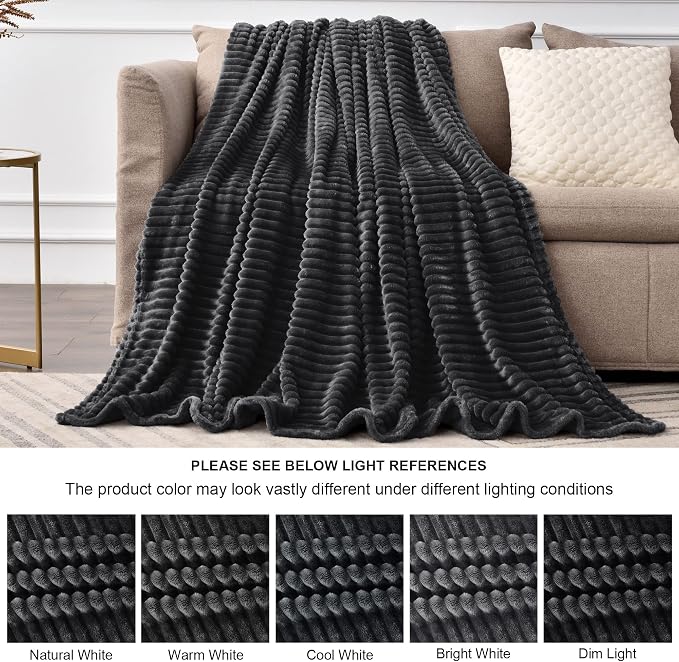 BEDELITE Fleece Blanket Queen Size – 3D Ribbed Jacquard Soft and Warm - Image 8