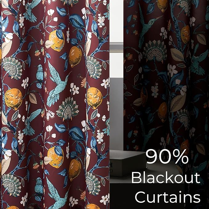Topfinel Rust Boho Floral Curtains 72 Inches Long French Country Grommet - Image 4