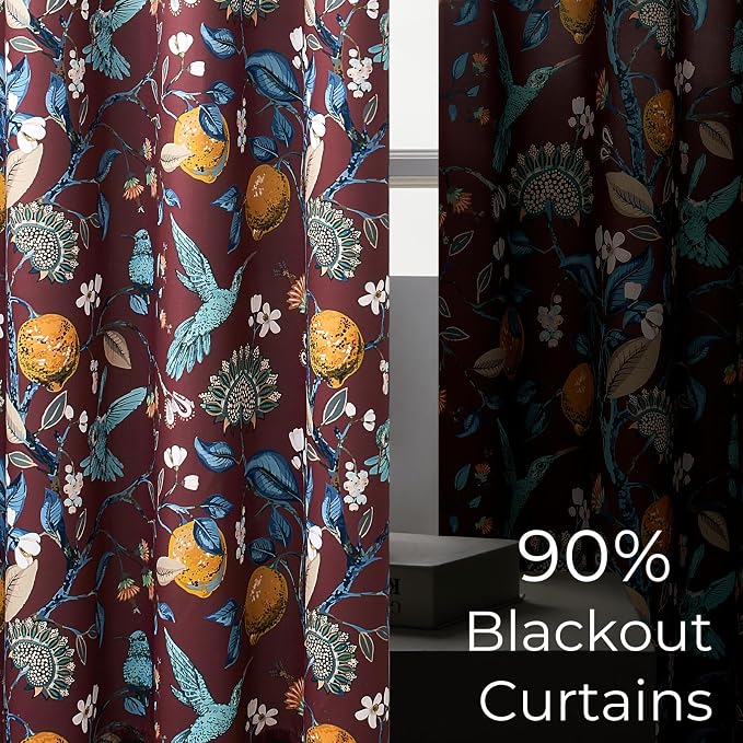 Topfinel Rust Boho Floral Curtains 90 Inches Long 2 Panels Unique Luxury - Image 4
