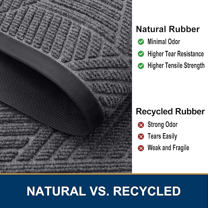 Smiry Front Door Mat Outside Entrance, Heavy Duty Sturdy Natural Rubber Doormat - Image 5