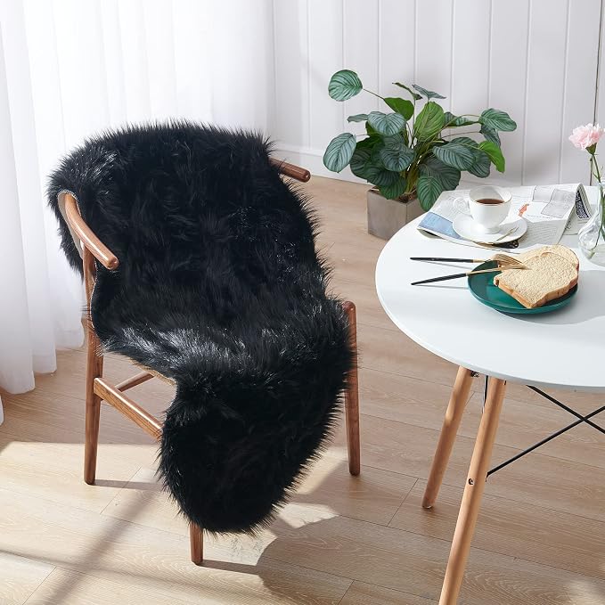 Small Faux Fur Rug, 2x4 ft Ultra Soft Sheepskin Rug Chair Sofa Cover Seat Pad by Tangsoo