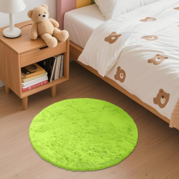 OLANLY Lime Green Round Rugs for Bedroom - Image 2