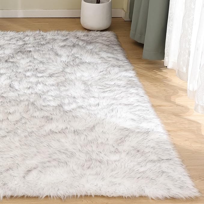 Goolela Sheepskin Area Rug 6x9 Fluffy Fuzzy Furry Faux Fur Rug - Image 2
