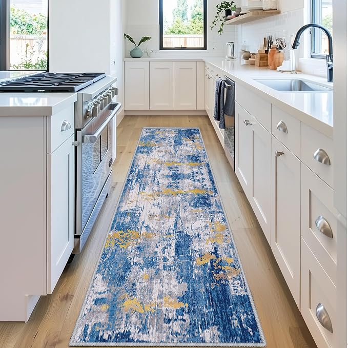 Washable Area Rugs 2'x6' Non-Slip Modern Abstract Soft by RELEANY