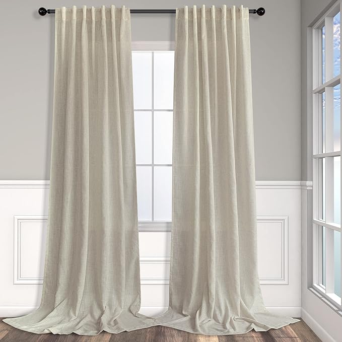 Pitalk Flax Linen Extra Long Curtains 120 Inch Length by Pitalk