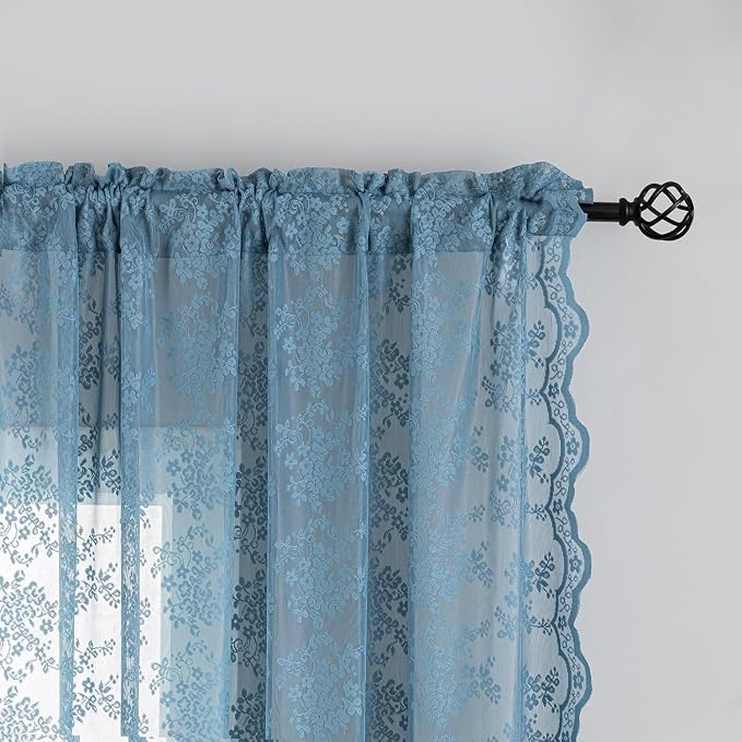 YJ YANJUN Vintage Lace Curtains 54 Inch Length - Image 2