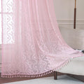 WAZZIO Boho Lace Curtains 84 Inch 2 Panels -Sheer Panel Drape Floral Pattern & by WAZZIO