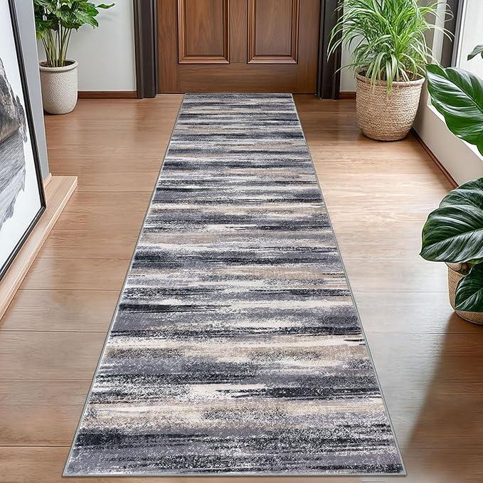 Lansny Modern Abstract Hallway Runner Rug by lansny