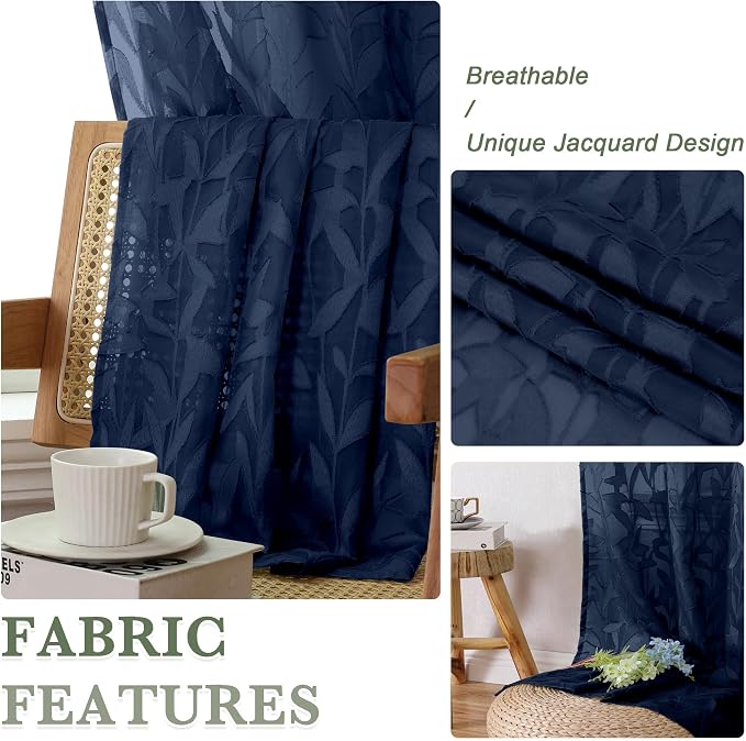 Lecloud Leia Navy Blue Sheer Curtains - Image 4